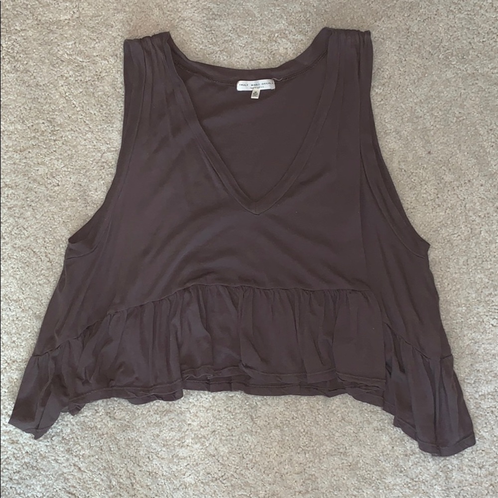 Brown Flowy V-Neck Tank Top